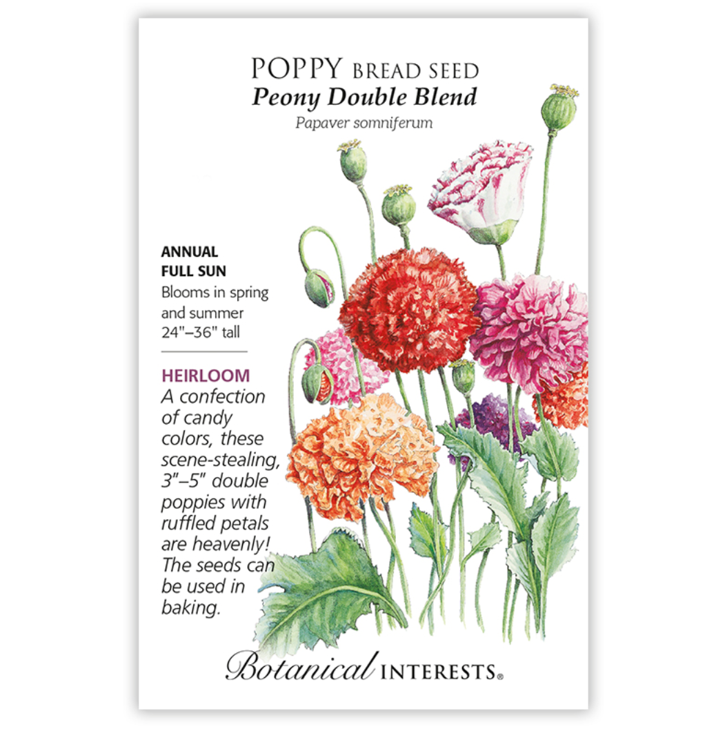 Botanical Interests - Poppy Bread Peony Double Blend Seeds